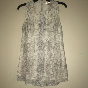 Sleeveless snakeskin print sheer blouse